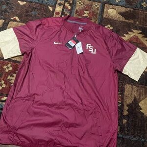 Nike Burgundy and Beige Men's windbreaker style shirt